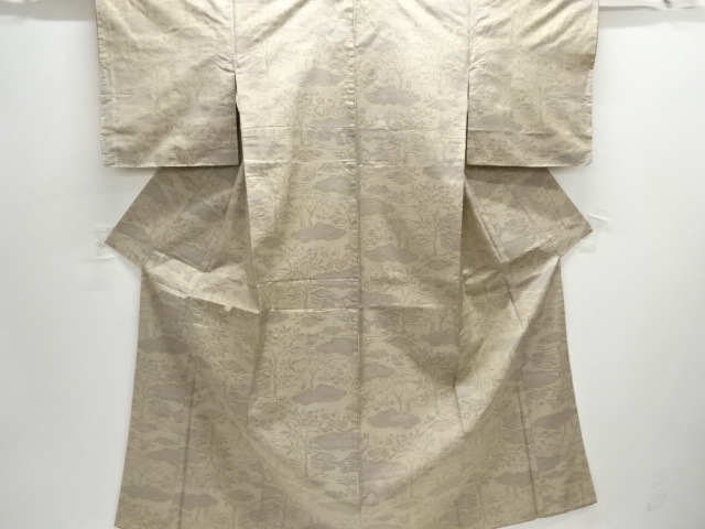 雲に草花模様織り出し本場大島紬着物